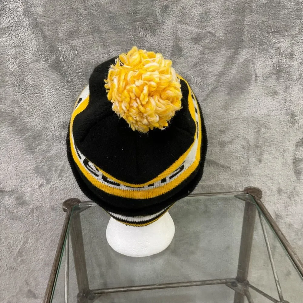 Pittsburgh Steelers New Era LOGO Pom Knit Beanie Hat NFL Black Yellow OSFM
